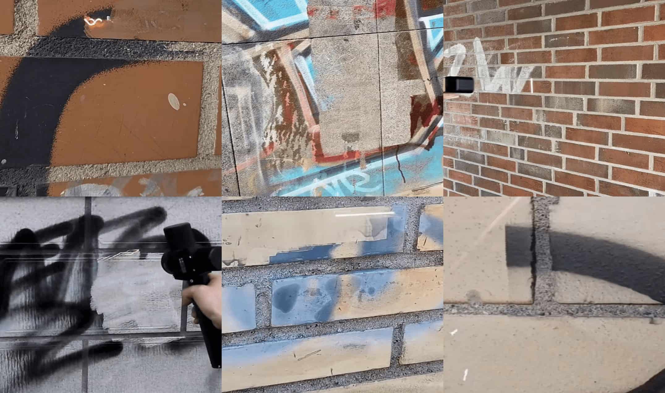 Fjerning av graffiti med laser på murstein og betong – før og etter resultat