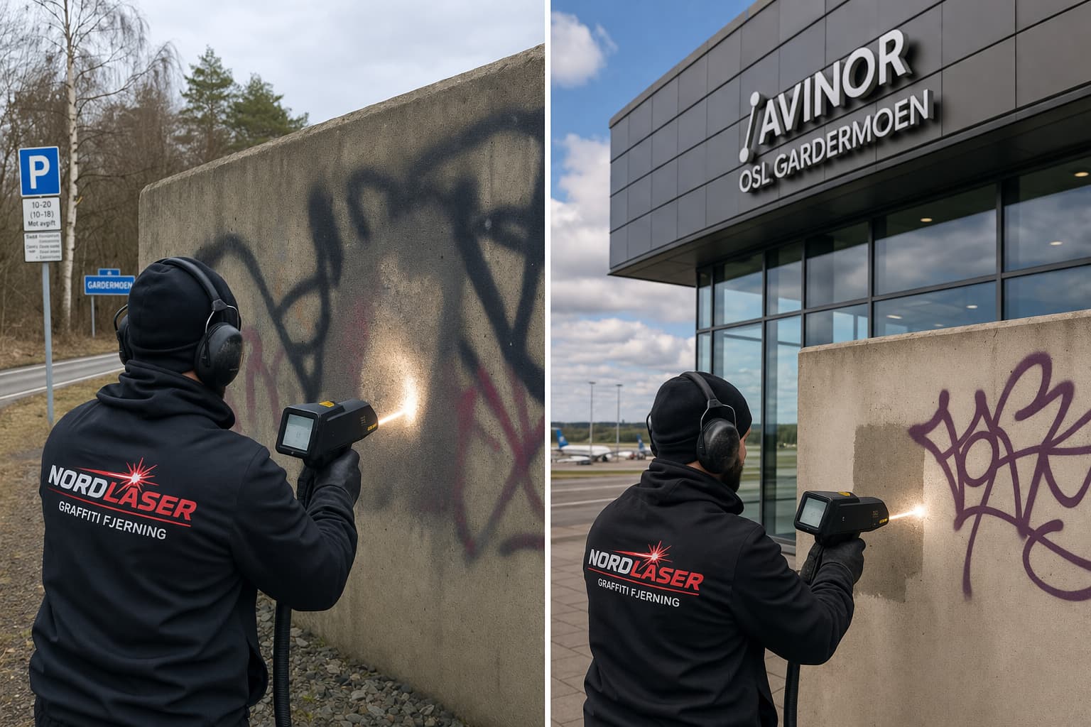 Graffitifjerning i Gardermoen på næringsbygg med laser – skånsom og effektiv metode