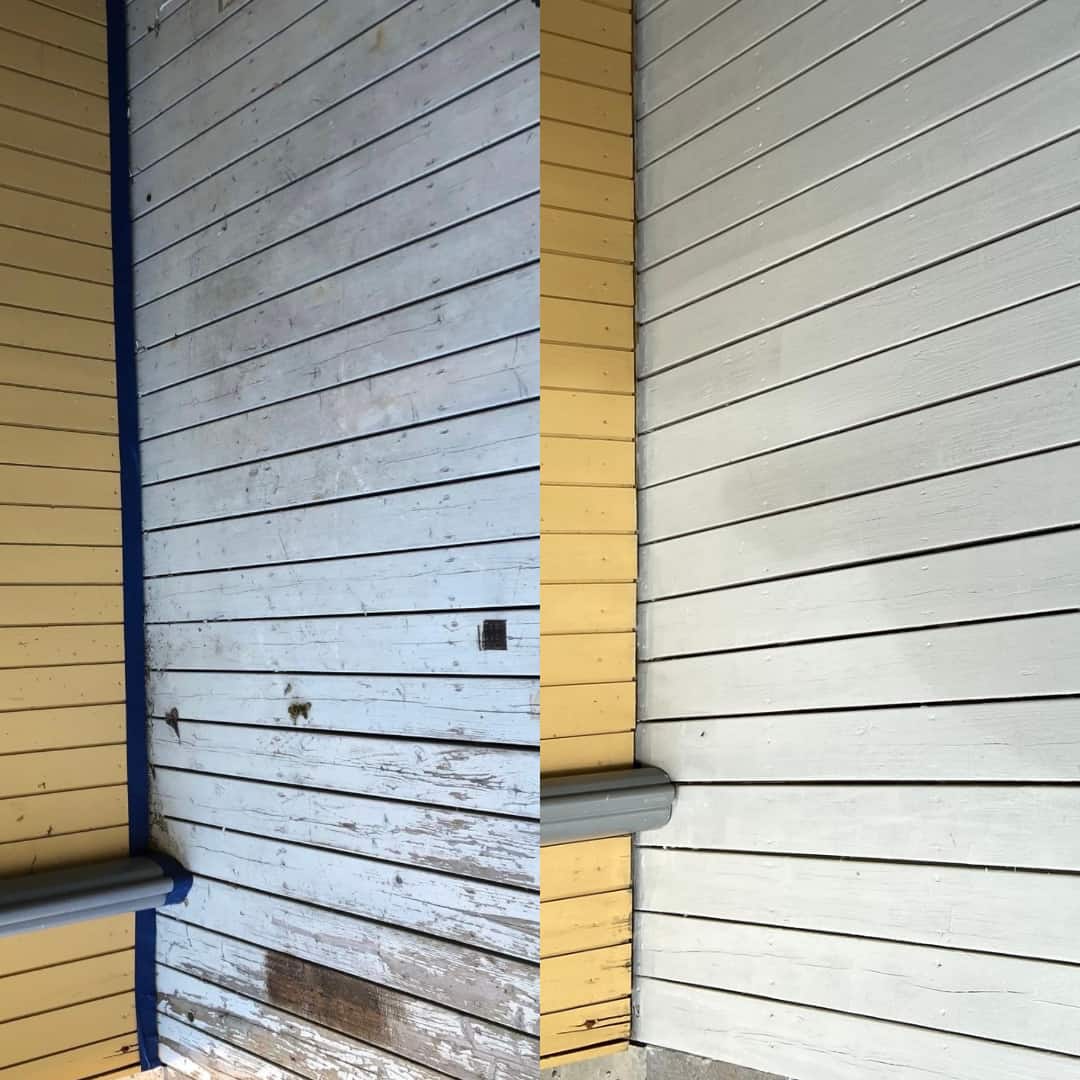 Terrasse i Oslo etter fjerning av maling med laserrengjøring
