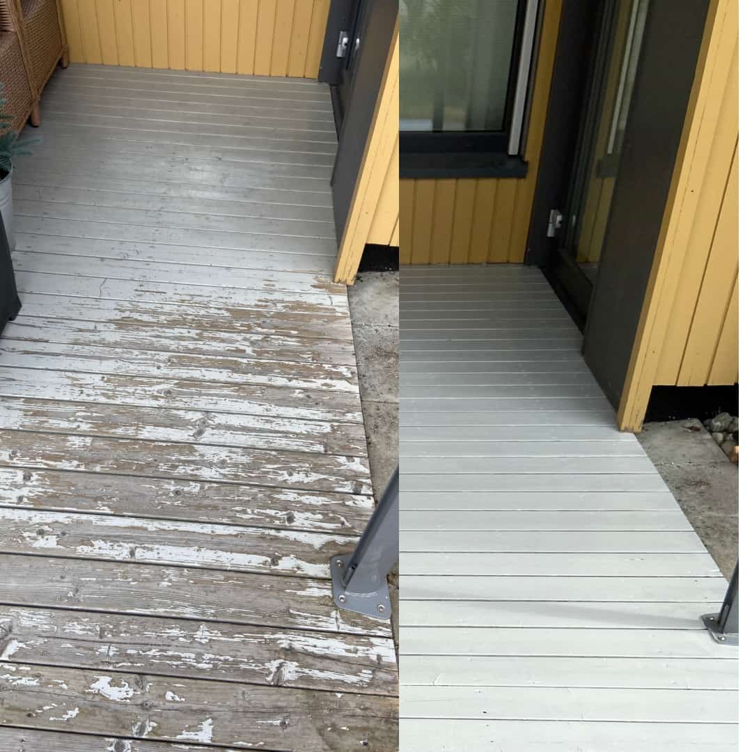 Fjerning av maling fra terrasse i Oslo med laser – før og etter